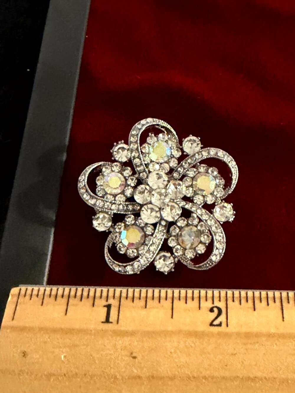 Vintage Rhinestone Floral Brooch